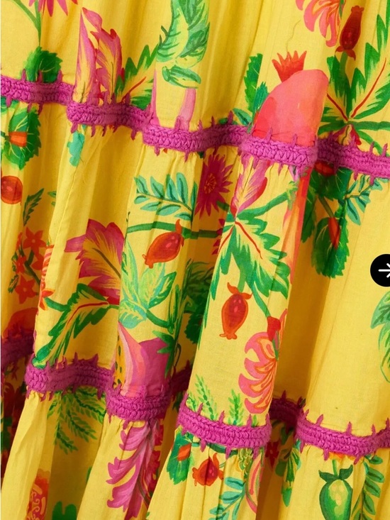 Farm Rio Delicate Fruit Garden Smocked Maxi Dress Size L Boho Vacation - Picture 7 of 10